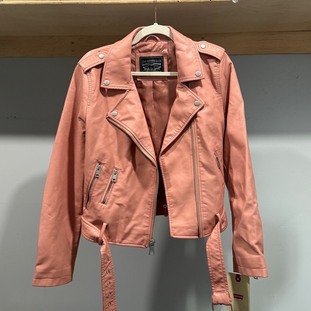 Levi's Women's Pink Faux Leather Moto Jacket